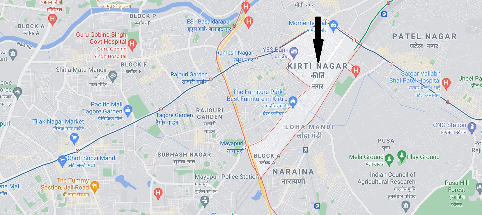 Prestige Kirti Nagar Location Map