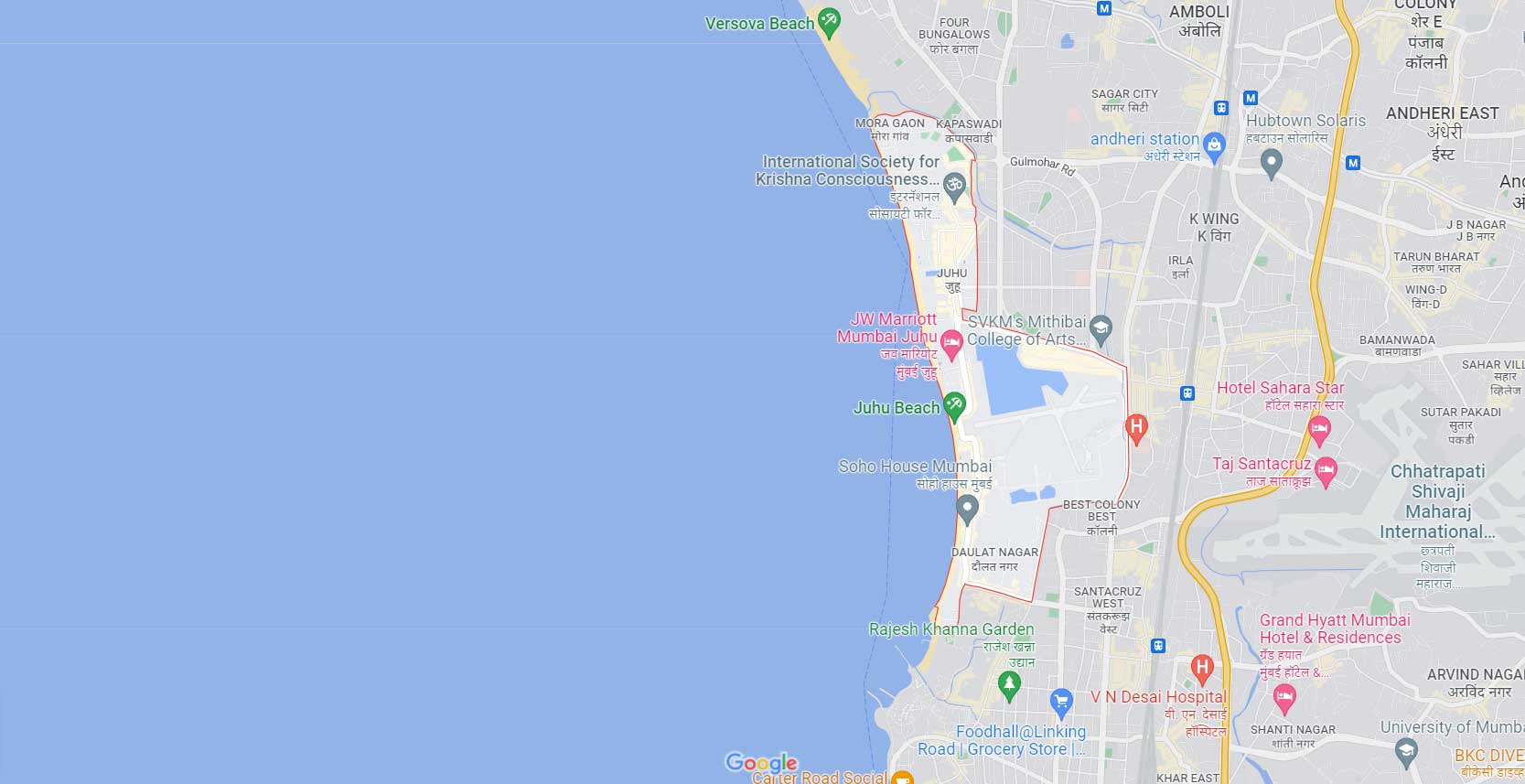 Prestige Juhu Mumbai Location Map